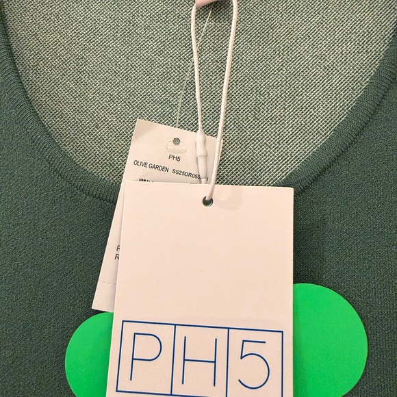 NWT PH5 Asymmetrical Green and White Aster Dress in Olive Garden XS - Picture 10 of 10